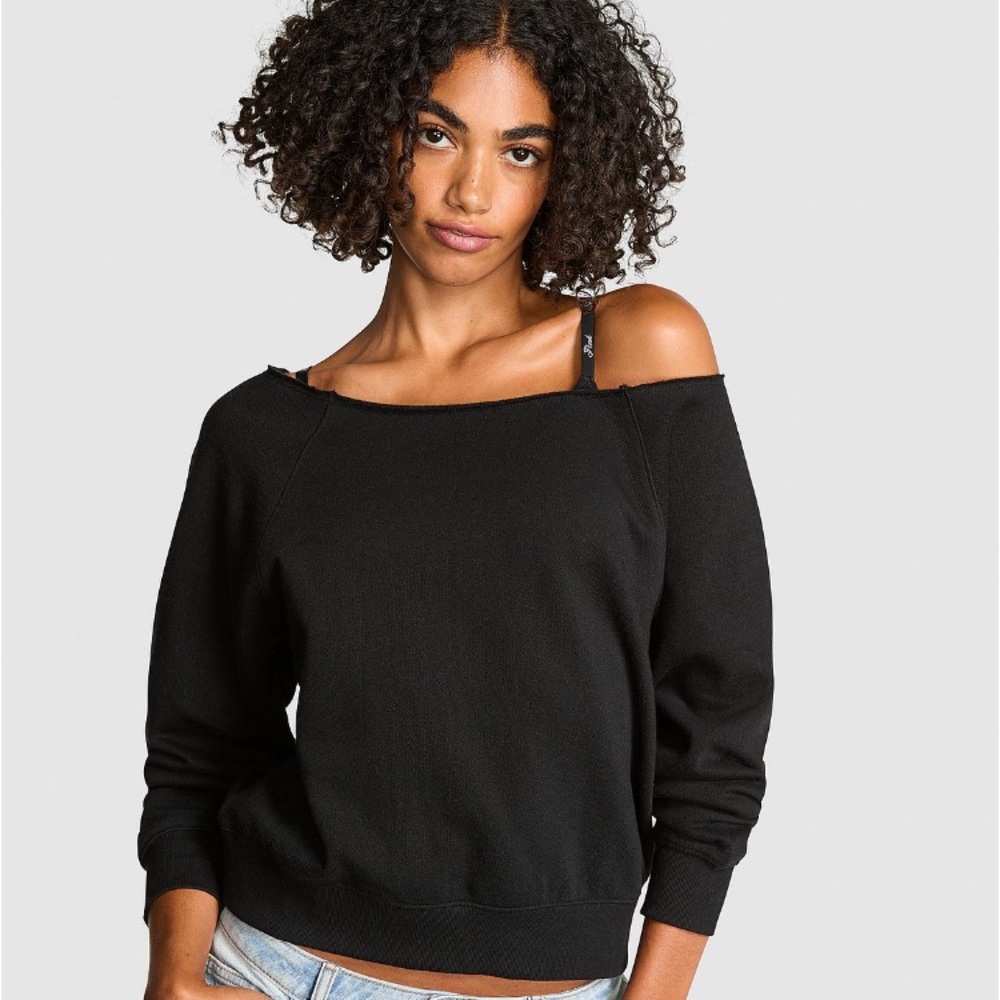 Victoria’s Secret PINK Black Off-Shoulder Sweatshirt